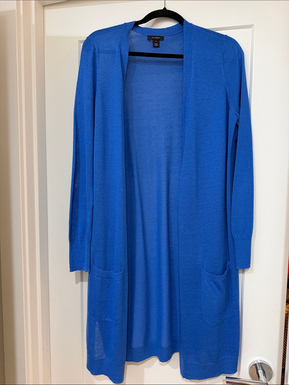 Halogen Open-Front Long Cardigan Sweater - Blue